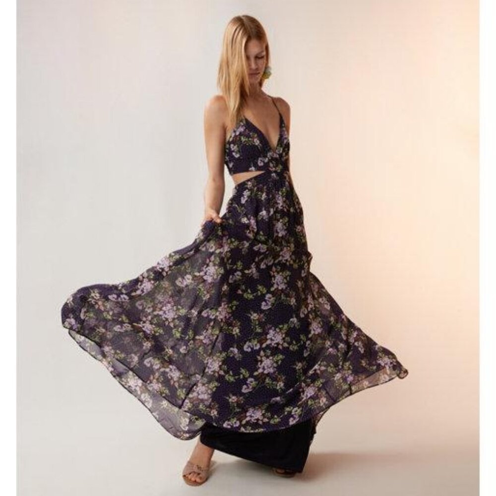 Express Floral Cut-Out Maxi Dress Small NWT